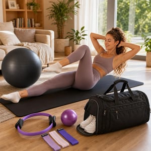Sada na cvičenie pre zdravý chrbát: fitlopta + podložka + pilates kruh + športová taška