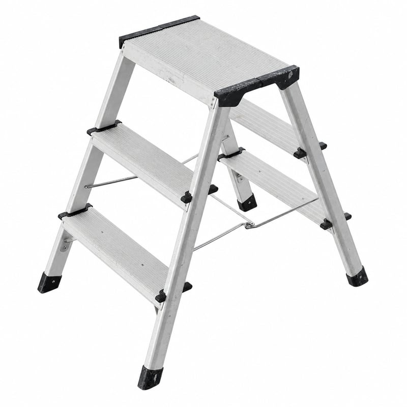 Hliníkový skladací schodík Hailo D60 StandardLine 2x3 — Výrobok vykazuje známky používania, silné opotrebovanie (stav: pozri 2. obrázok)