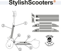 STYLISH SCOOTERS Elektromos Roller Matrica Szett - Kék Sport Dizájn, Alumínium Vázhoz, Fiataloknak, Univerzális Méret 2