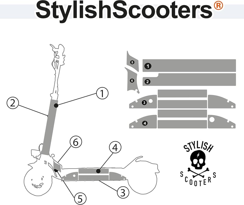 STYLISH SCOOTERS Elektromos Roller Matrica Szett - Kék Sport Dizájn, Alumínium Vázhoz, Fiataloknak, Univerzális Méret
