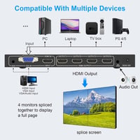 4K HDMI Videófal Vezérlő 2x2 - 8 Megjelenítési Mód, Távirányítóval 3