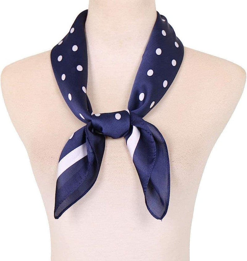 Elegáns kék-fehér mintás KAVINGKALY szatén sál, 70 cm