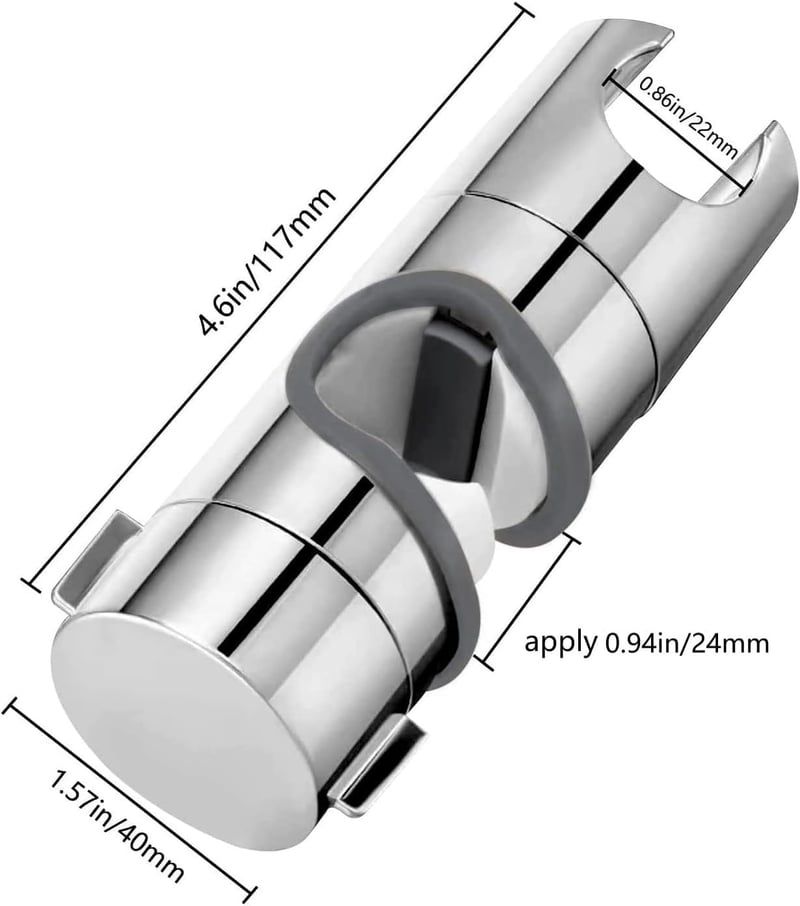 MHYMX Univerzális Zuhanytartó 18-25 mm Átmérőjű Rúdhoz - 360° Forgatható, Króm Bevonatú ABS, Falra Szerelhető Kézi Zuhanyhoz