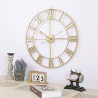 HAITANG Vintage Fém Falióra - 60 cm, Fekete, Római Számokkal, Csendes Működés, Nappali, Hálószoba, Konyha Dekoráció 5