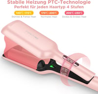 PARWIN PRO BEAUTY Sellő Hullám Hajvasaló - 32 mm Dupla Henger, 4 Hőfokozat, Rózsaszín, Minden Hajtípushoz, Ionos Technológia 4