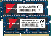 Kuesuny 8GB (2x4GB) DDR3 1333MHz Sodimm RAM - Laptop Memória Bővítés, PC3-10600S, 1.5V, CL9, 204 Pin, Kék 1