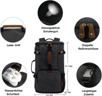 G-FAVOR 40L Utazó Hátizsák Férfiaknak - Kézipoggyász Méretű Laptop Táska 17,3" Notebookhoz, Túrázáshoz, Iskolába, Fekete 4