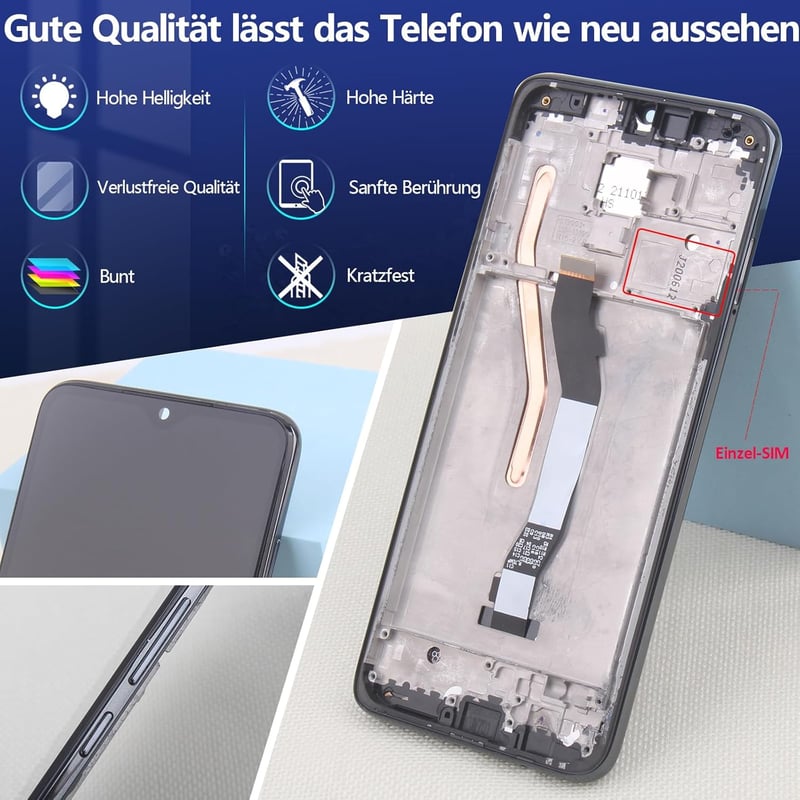 RongZy Xiaomi Redmi Note 8 Pro LCD Kijelző Csere M1906G7G Modellhez - Érintőképernyős Digitalizáló Szerszámokkal, Fekete (Single SIM)