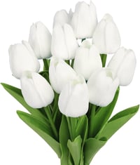 N&T NIETING Élethű Fehér Műtulipán Csomag - 12 db Latex PU Valódi Tapintású Művirág Dekoráció Esküvőre, Otthonba, Irodába 1