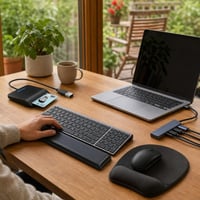 Efektívny pracovný set: čítačka kariet + bezdrôtový set + podložka + 2x opierka + USB hub 1
