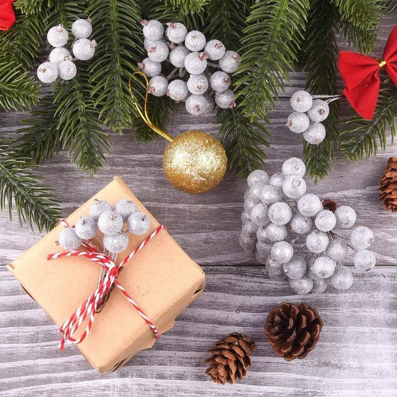 TUPARKA Ezüst Művirág Karácsonyfadísz és Asztaldísz Szett