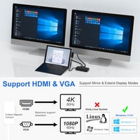 Microsoft Surface Dokkoló 11 az 1-ben, 4K HDMI és VGA Tripla Kijelzővel 3