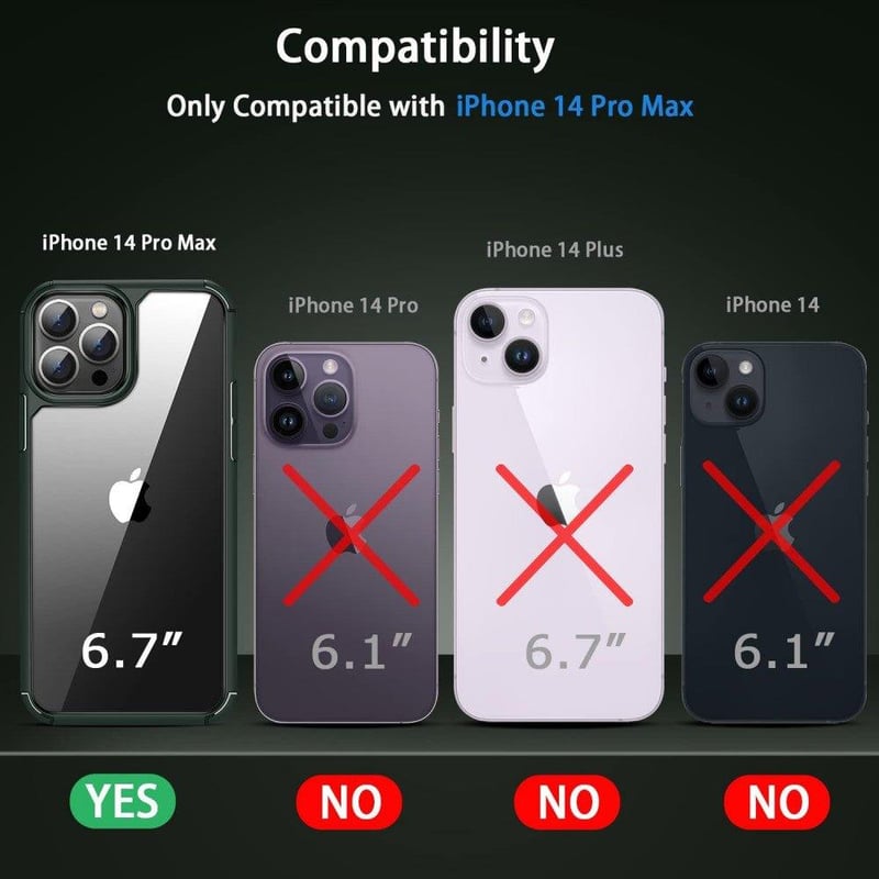 iPhone 14 Pro Max Ütésálló Védőtok Képernyő- és Kameravédővel - Zöld
