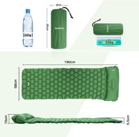 Deeplee Ultrakönnyű Kempingmatrac - Vízálló Egyszemélyes Túramatrac 190x58cm, Zöld - Túrázáshoz, Kempingezéshez, Strandoláshoz, 270kg Teherb 2