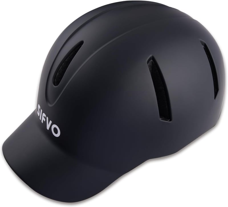 SIFVO Kerékpár Sisak Fekete Unisex Állítható Pánttal - Városi Kerékpározás Trekking Roller Sisak Felnőtt 56-61 cm L Méret