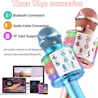 Karaoke Bluetooth mikrofon LED fényekkel, 2 db-os szett, 10 védőhuzattal 3