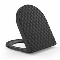 Capac de WC YEAUPE PRO în formă de D cu închidere lentă, model cu romburi 3D, negru, polipropilenă — elemente de fixare lipsă (stare: vezi imaginea 2) 1