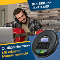 KLIM Nomad Hordozható CD Lejátszó Bluetooth - Hosszú Üzemidejű Akkumulátor, Fülhallgatóval, CD-R/RW/MP3, TF Kártyaolvasó, FM Rádió - Autóba  6