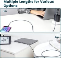 RAMPOW 1m-es Micro USB gyorstöltő kábel, 2db szürke - Felújított 3