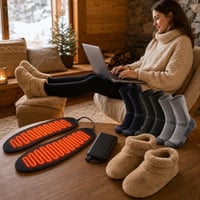 Pachet Home Office pentru picioare calde: branțuri încălzite + power bank 10000mAh + 3 perechi șosete merino 1