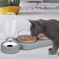 Dönthető dupla etetőtál kutyáknak és macskáknak, automata itatóval 6
