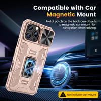 Doeshine iPhone 16 Pro Max Tok, 360° Forgatható Mágneses Gyűrűs Állvánnyal, Katonai Szintű Védelem, Kameracsúszka, 2db Kijelzővédő Fóliával, 7