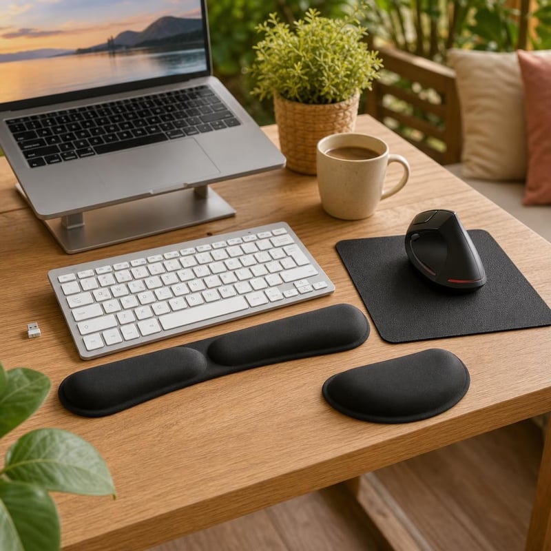 Ergonomický set k PC: bezdrôtová klávesnica + vertikálna myš + podložka + gélová opierka