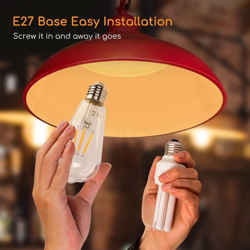 Aigostar E27 LED filament izzó, 6W, meleg fehér, vintage ST64, 6 db csomag