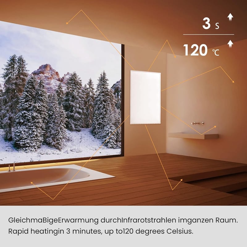 Hocosyme 800W infrapanel termosztáttal - Gyors felfűtés, 10 év garancia