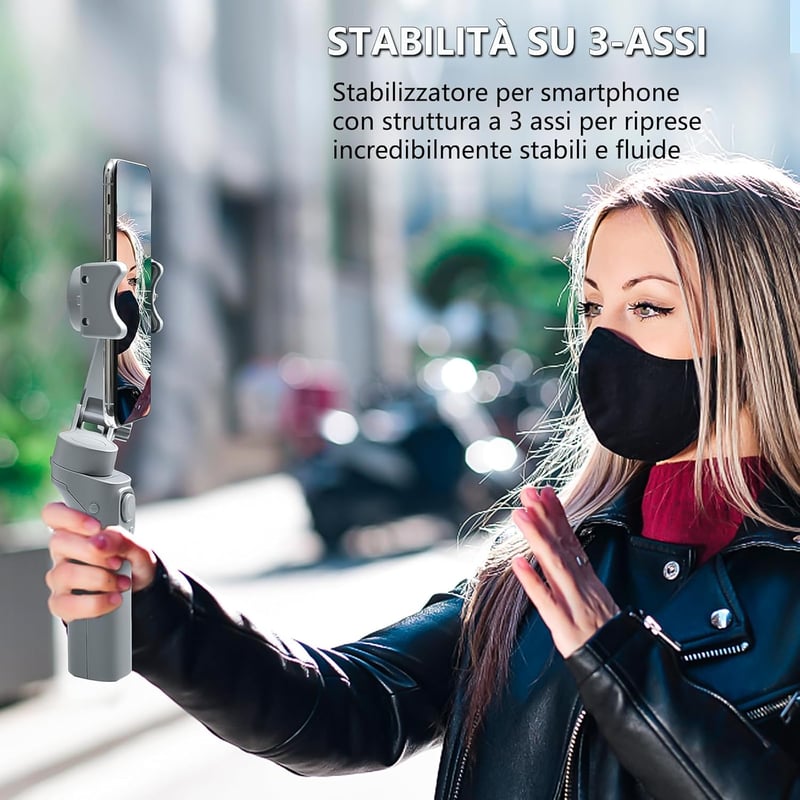 STRBDYI 3 tengelyes telefonstabilizátor iPhone Android AI követéssel összecsukható