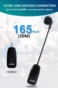 SOAIY 2in1 UHF vezeték nélküli headset mikrofon, 50m hatótáv, karaoke és konferencia használatra 2