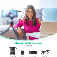 AGPTEK Omnidirekcionális Csíptetős Mikrofon 2m, USB-C Adapter, Szélvédő, Interjúkhoz 6