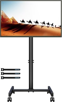 BONTEC Gurulós TV Állvány 13-49 Colos Lapos és Ívelt Képernyőkhöz, Állítható Magasságú Mobil TV Kocsi 4 Kerékkel, 20 kg Teherbírás, VESA 200 1