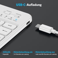 Emetok Bluetooth Billentyűzet iPad/iPhone/Android Készülékekhez - 7 Színű Háttérvilágítás, Újratölthető, Ultravékony, Vezeték Nélküli, Fehér 7