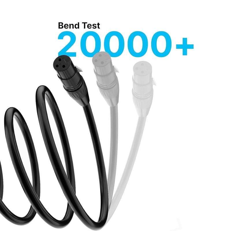Yinker XLR Kábel Szett - 2db 1,5m Mikrofon Kábel (Apa-Anya) Hangfelszerelésekhez, Stúdió Eszközökhöz, Fekete, Rugalmas Gumi Borítással