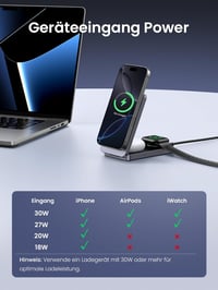 UGREEN MagFlow Qi2 15W 3-in-1 Vezeték Nélküli Töltőállomás iPhone 16/15/14/13/12, AirPods és Apple Watch Készülékekhez, Összecsukható Mágnes 6