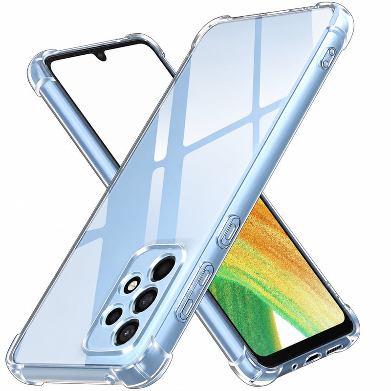 ivoler Átlátszó TPU Tok Samsung Galaxy A33 5G + 2 db Edzett Üveg Fólia (1 fólia — 1 db üvegfólia hiányzik (állapot: lásd a 2. képet)
