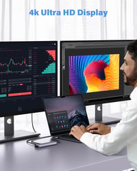 Newmight 7 az 1-ben USB-C Dokkoló Állomás Kettős Monitor Támogatással - 2 HDMI, 3 USB 3.0, 100W PD - Dell, HP, iPhone 15 Kompatibilis 7