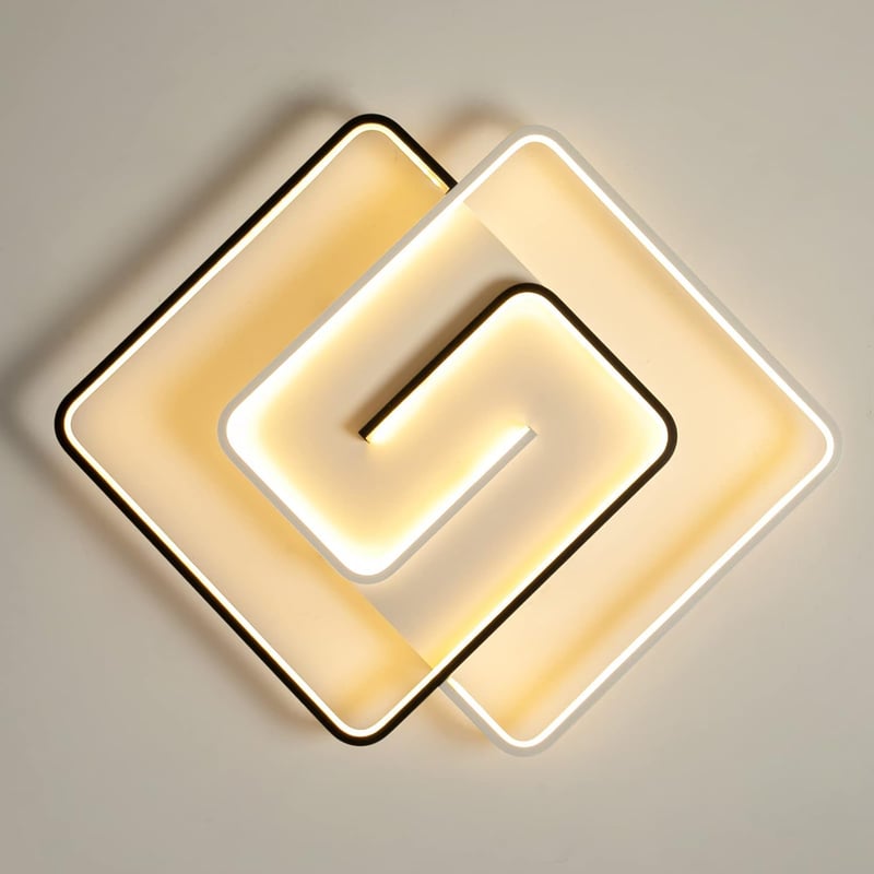 minifair Modern LED Mennyezeti Lámpa 36W 50cm - Távirányítós Négyzet Alakú Fekete-Fehér Fényerőszabályozható Lámpatest Nappaliba Hálószobába