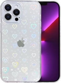 iPhone 13 Pro Max átlátszó, szívecskés szilikon védőtok, ütésálló 1