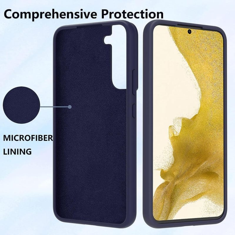 Samsung Galaxy S22 Plus védőtok - Ütésálló, sötétkék szilikon, mikroszálas béléssel