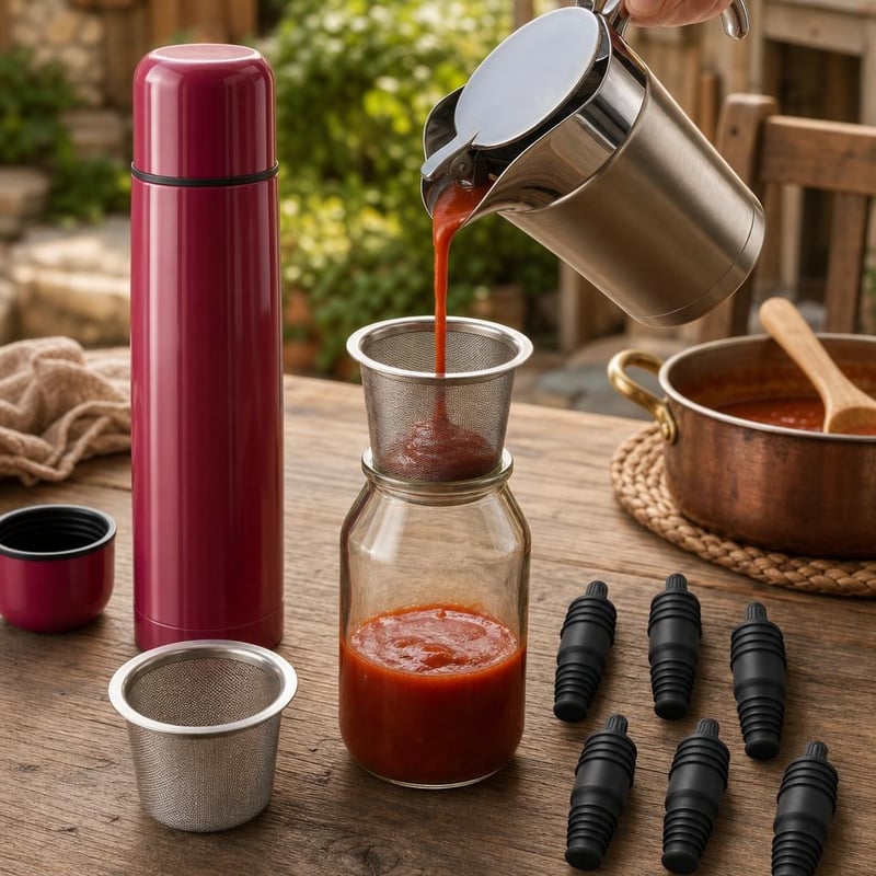 Set za pripremu i posluživanje: 2x cjedilo + 480ml vrč + 1l termosica + 6x čep za boce