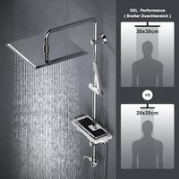 Görbach Esőztető Zuhanyszett 30x30 cm Polccal - Króm Fali Zuhanyrendszer Rozsdamentes Acélból, Csaptelep Nélkül 2