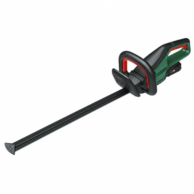 Foarfecă de tuns gard viu cu acumulator Bosch UniversalHedgeCut 18V-50, lungime lamă 50 cm, cu acumulator de 2,5 Ah, sistem 18V, utilizat (stare: vezi a 2-a fotografie)
