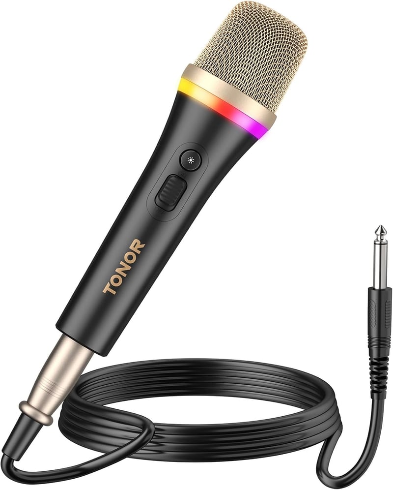TONOR RGB XLR Karaoke Mikrofon, 5m Kábellel, Fekete Szuperkardioid
