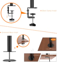 BONTEC Hármas Monitortartó Kar - Asztali LCD/LED Monitor Állvány 13"-24" Képernyőkhöz, Fekete, Állítható Konzol TV és Számítógép Monitorokho 3