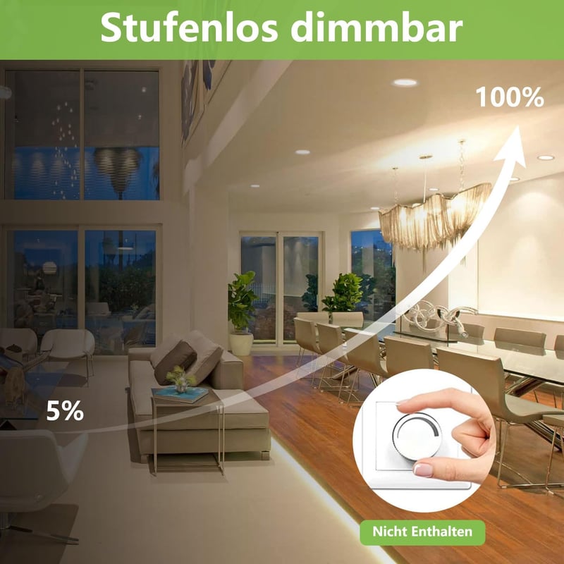 Greenclick 230V Süllyesztett LED Spotlámpa Szett, Dimmelhető, 5x12W, 960LM, Ultra Lapos (13mm), IP44 Vízálló, Meleg Fehér, Fürdőszobába, Kon