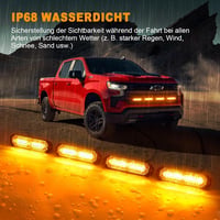 Dinfu 4x12 LED Figyelmeztető Villogó Lámpa - 12V/24V, 48W, Narancssárga, 21 Villogási Móddal, IP67 Vízálló, Autó, Teherautó, Traktor Kompati 4