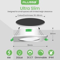 ALUSSO LED Süllyesztett Mennyezeti Spotlámpák, Fényerőszabályozható, 3 Színhőmérséklet, IP44 Vízálló, Fürdőszobába, Konyhába, 6 db Szett 2
