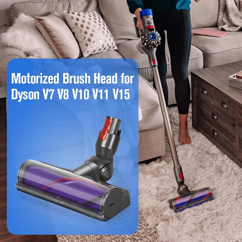 DrRobor Elektromos Kefefej Dyson V7 V8 V10 V11 V15 Porszívókhoz - Turbinás Padlófej Kemény Padlóra és Szőnyegre - Soft Roller Floor Nozzle